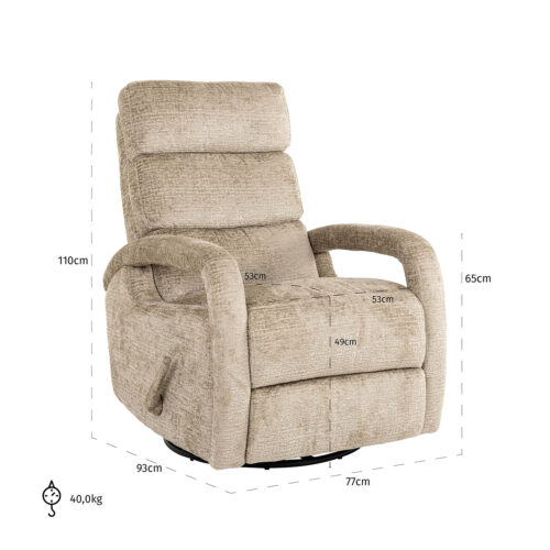 Verstelbare Draaifauteuil Denvi Chenille - Desert - Afbeelding 6