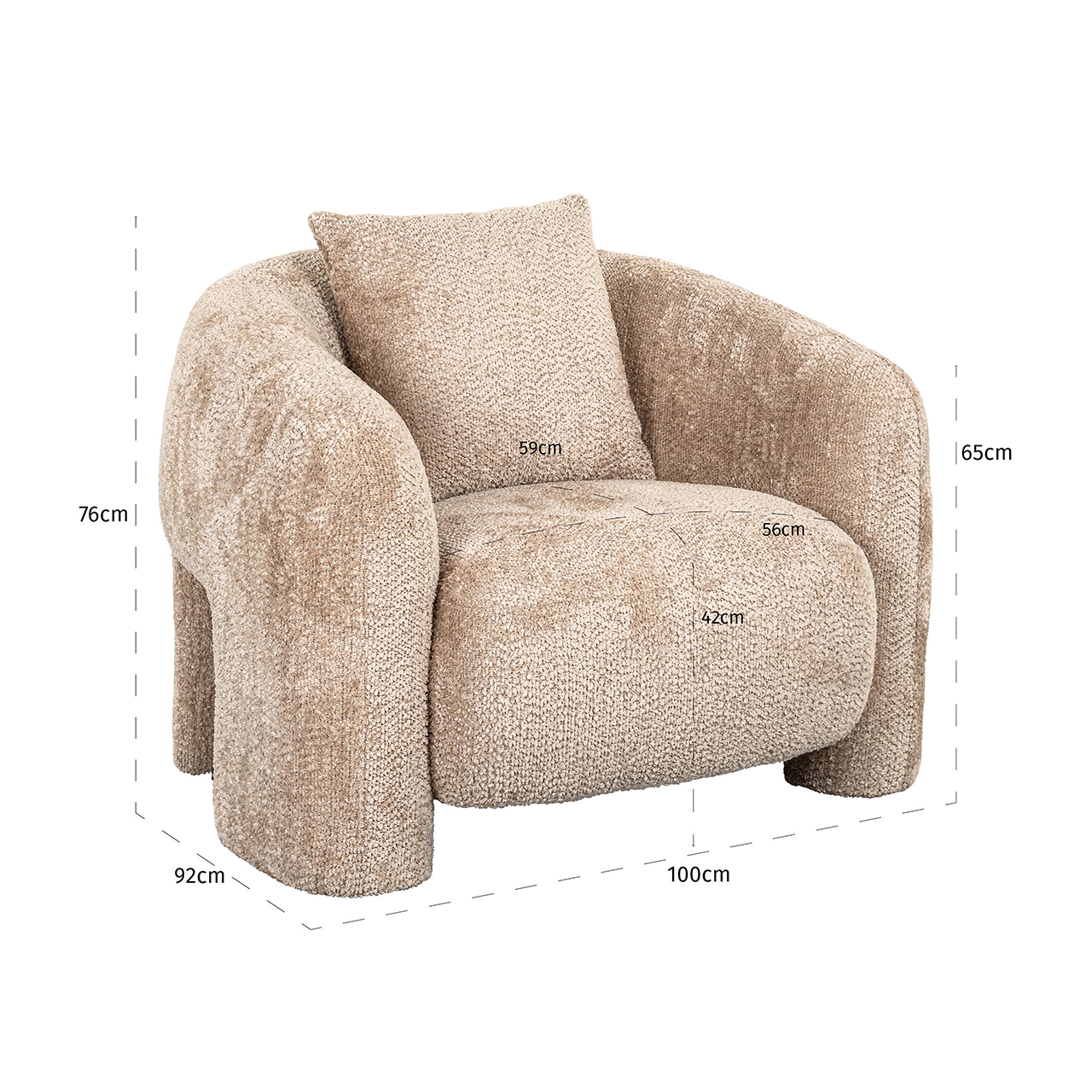 Fauteuil Milania Chenille Beige - Afbeelding 5