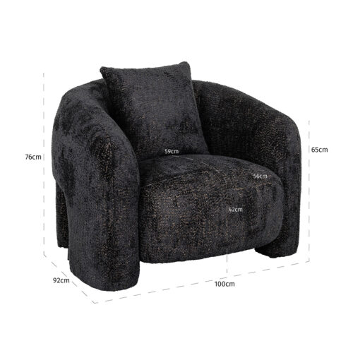 Fauteuil Milania Chenille - Zwart - Afbeelding 5