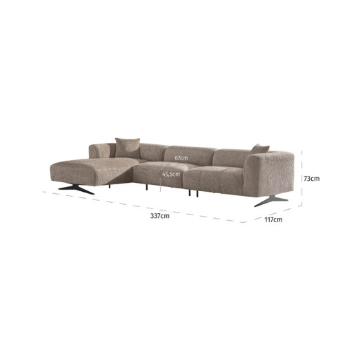 3-zits Loungebank Hoxton Links Chenille - Beige - Afbeelding 3
