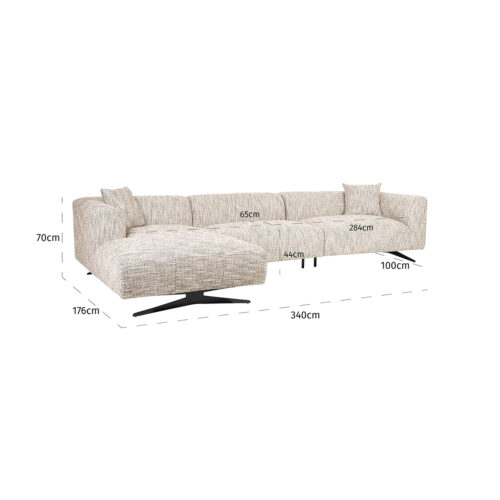 3-zits Loungebank Hoxton Links Chenille - Naturel - Afbeelding 5