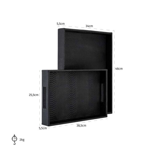 Dienblad Blane Croco Set van 2 stuks - Afbeelding 2