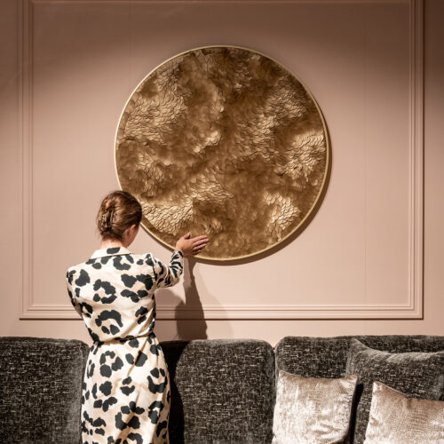Ronde Wall Art Bloom Ø110cm kleur Goud - Afbeelding 4