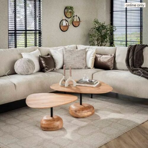 Organische Salontafel Renée Acaciahout Set van 2 stuks