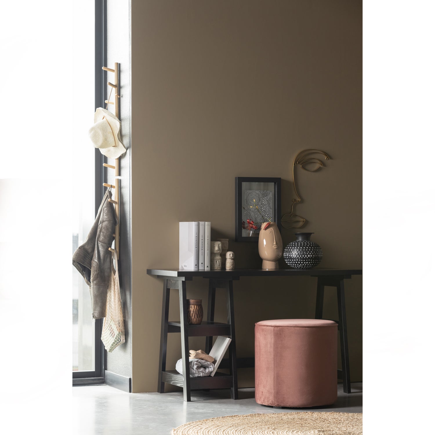 Poef Sara Hoog Oud Roze 46xO46 - Afbeelding 2