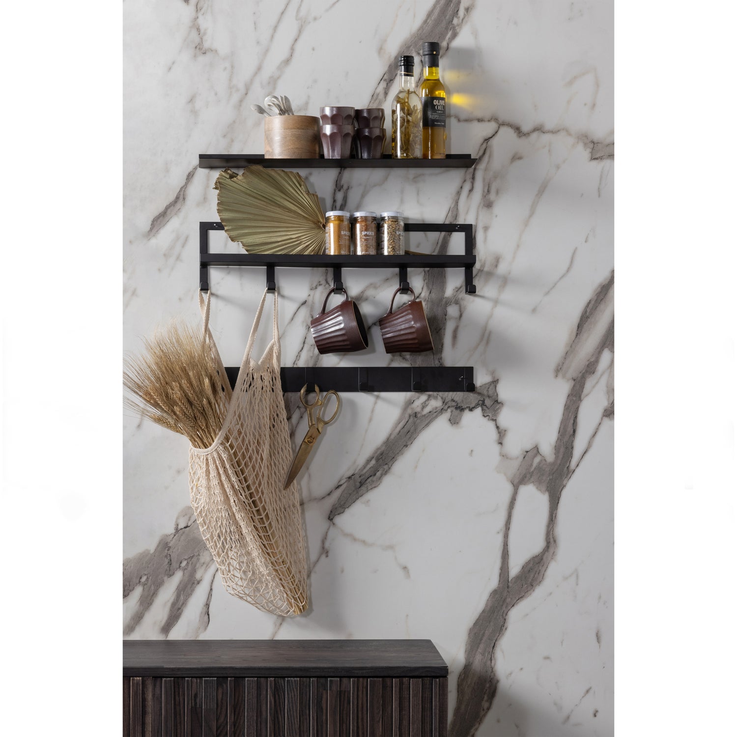 Quinn kapstok 5 haken metaal zwart - Afbeelding 3