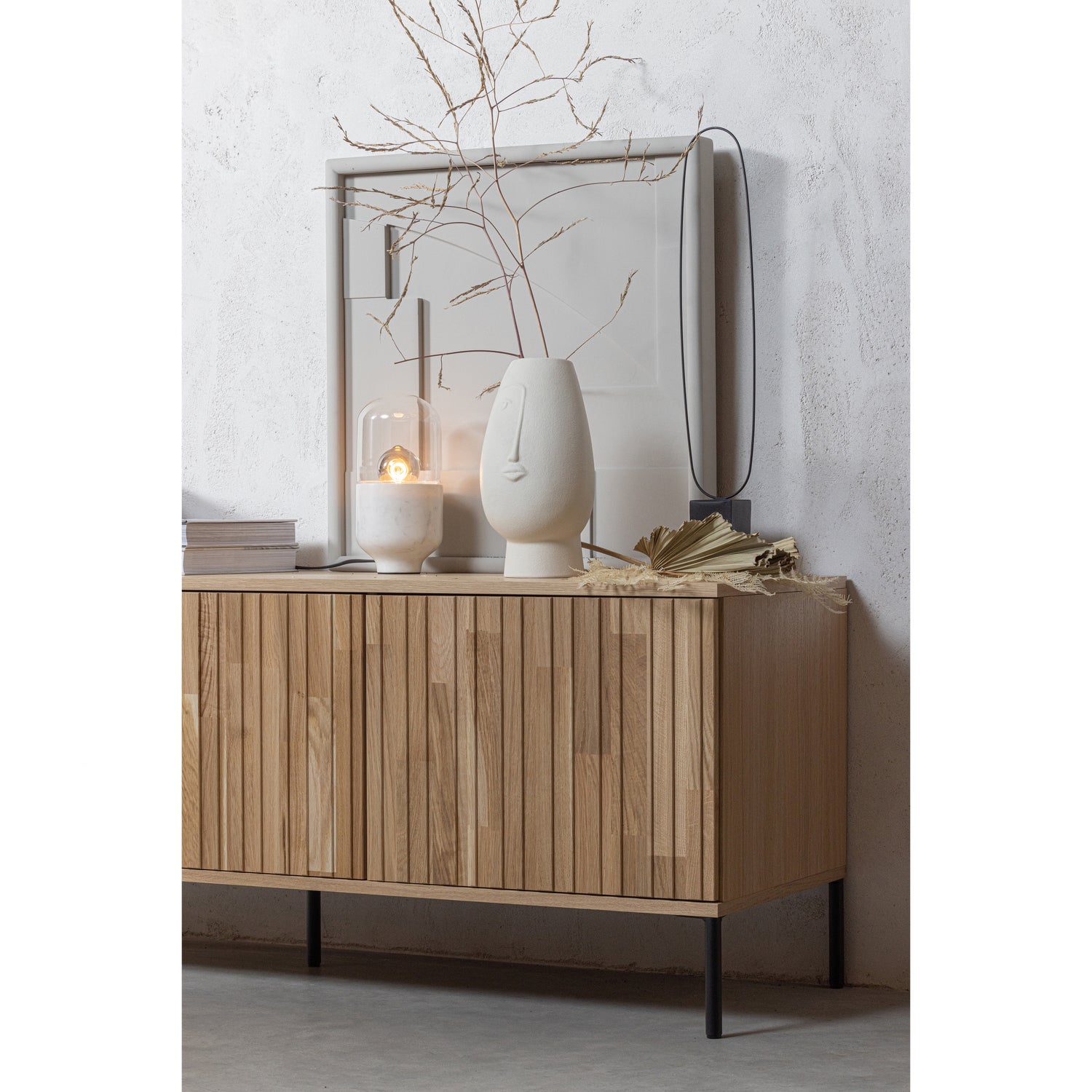 TV-meubel New Gravure Grenen 150cm, kleur Naturel - Afbeelding 3