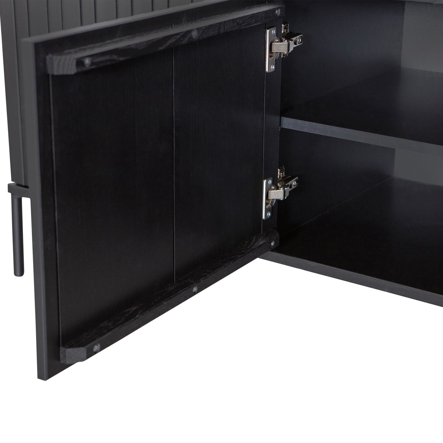 TV-meubel New Gravure Grenen 150cm, kleur Zwart - Afbeelding 7