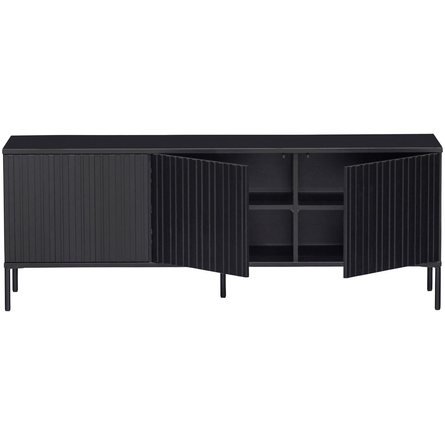 TV-meubel New Gravure Grenen 150cm, kleur Zwart - Afbeelding 5