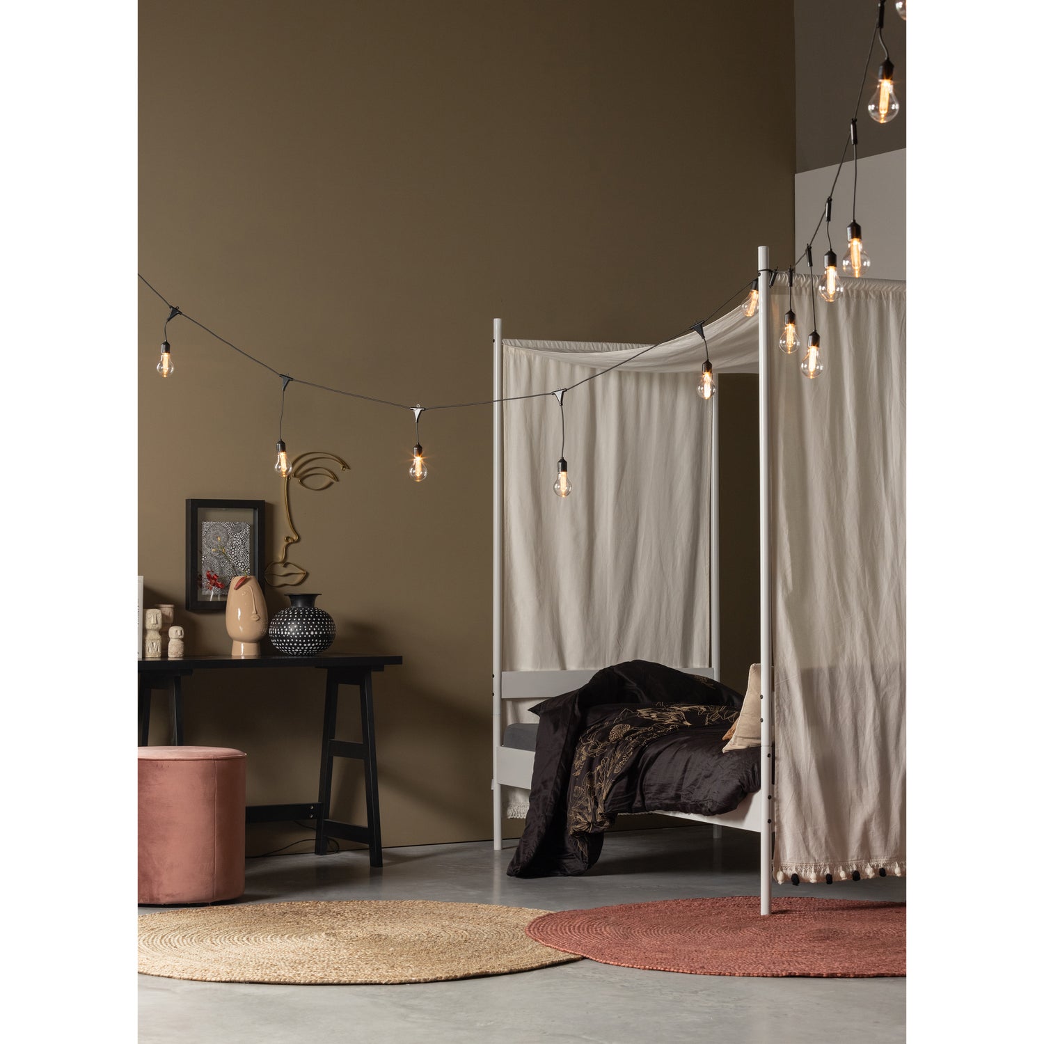 Poef Sara Hoog Oud Roze 46xO46 - Afbeelding 3