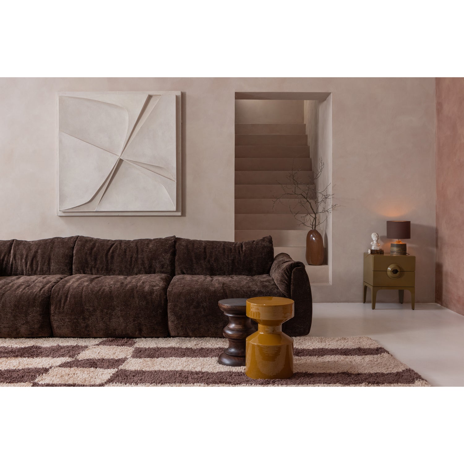 3-zits Bank Baggy 3D Geweven chenille - Donkerbruin - Afbeelding 7