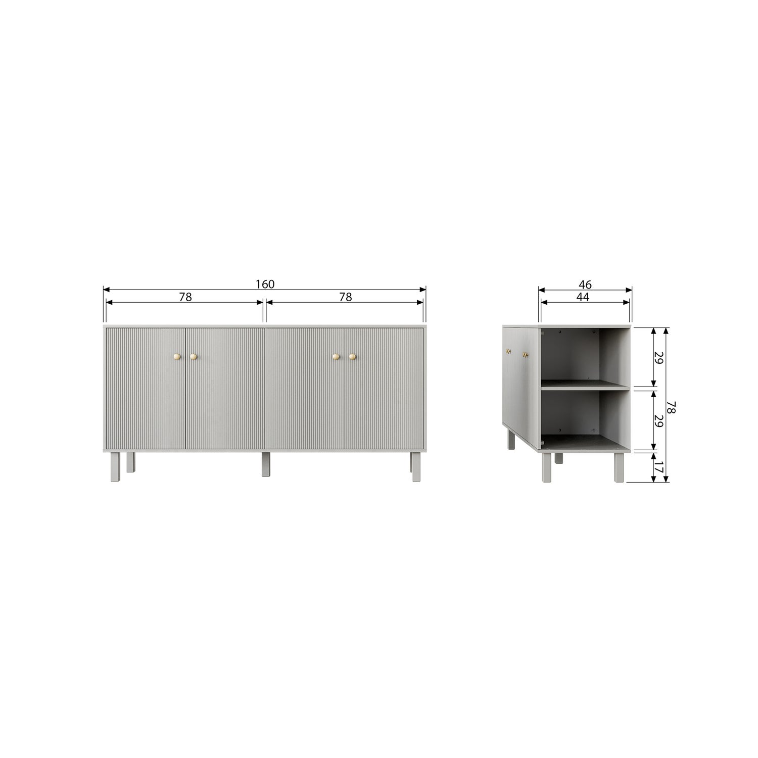 Dressoir Madu 160cm, kleur Wolkengrijs - Afbeelding 10