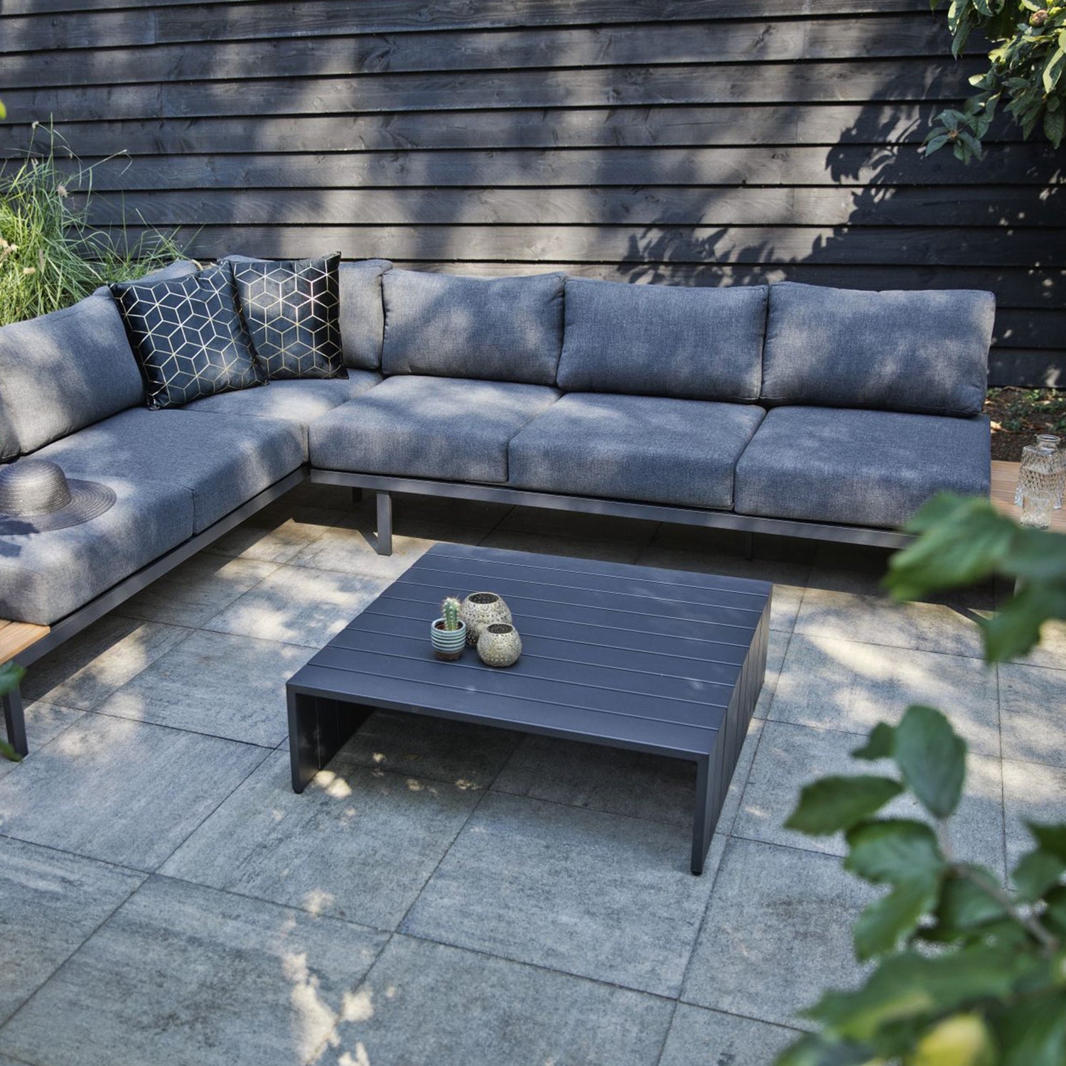 Bari loungeset aluminium polywood incl kussens donkergrijs - Afbeelding 6