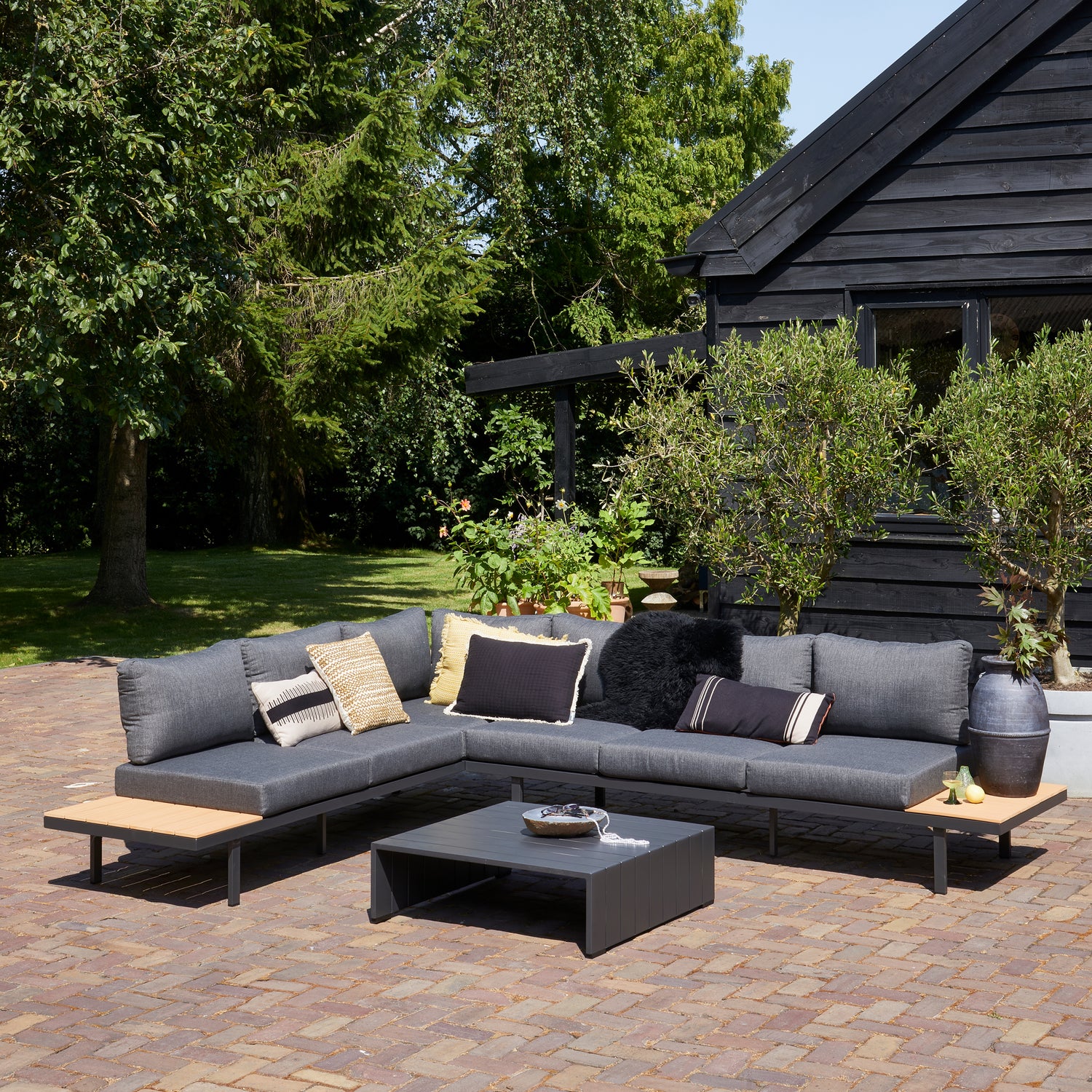Bari loungeset aluminium polywood incl kussens donkergrijs - Afbeelding 7