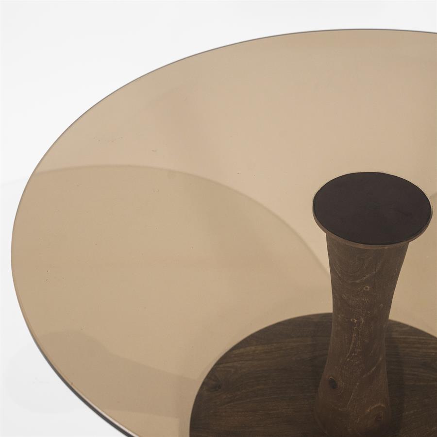 Bijzettafel Boogie Mangohout en glas 60 cm - Bruin - Afbeelding 6