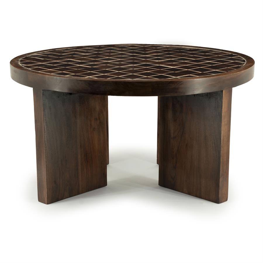 Ronde Salontafel TiledUp Keramiek en mangohout 70cm - Afbeelding 7