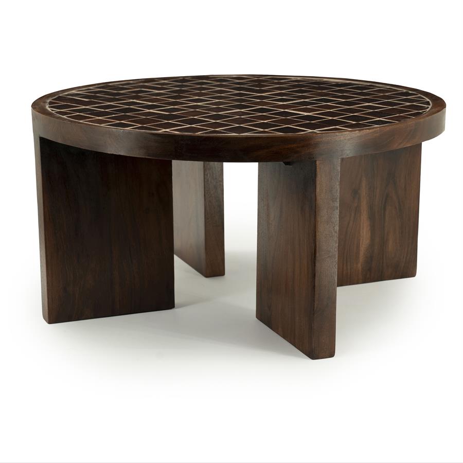 Ronde Salontafel TiledUp Keramiek en mangohout 70cm - Afbeelding 8
