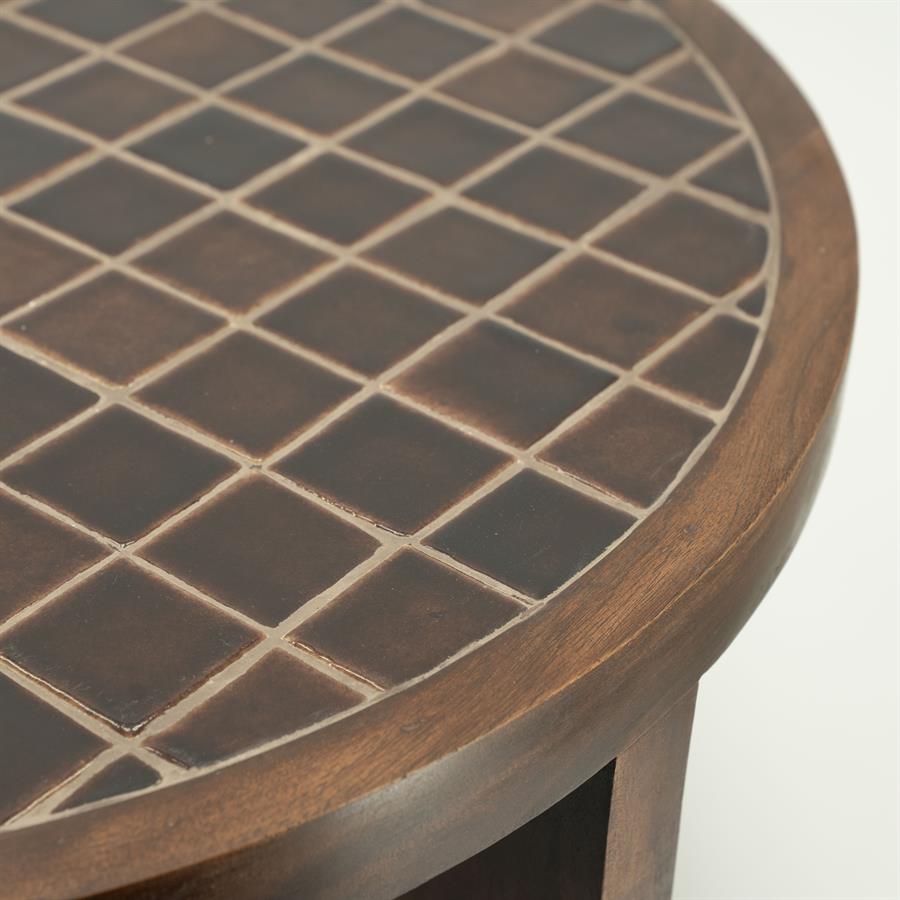 Ronde Salontafel TiledUp Keramiek en mangohout 70cm - Afbeelding 11