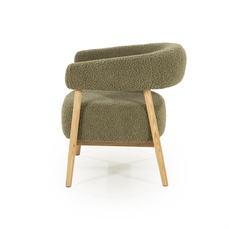 Fauteuil Mysa Teddy en eikenhout - Groen - Afbeelding 2