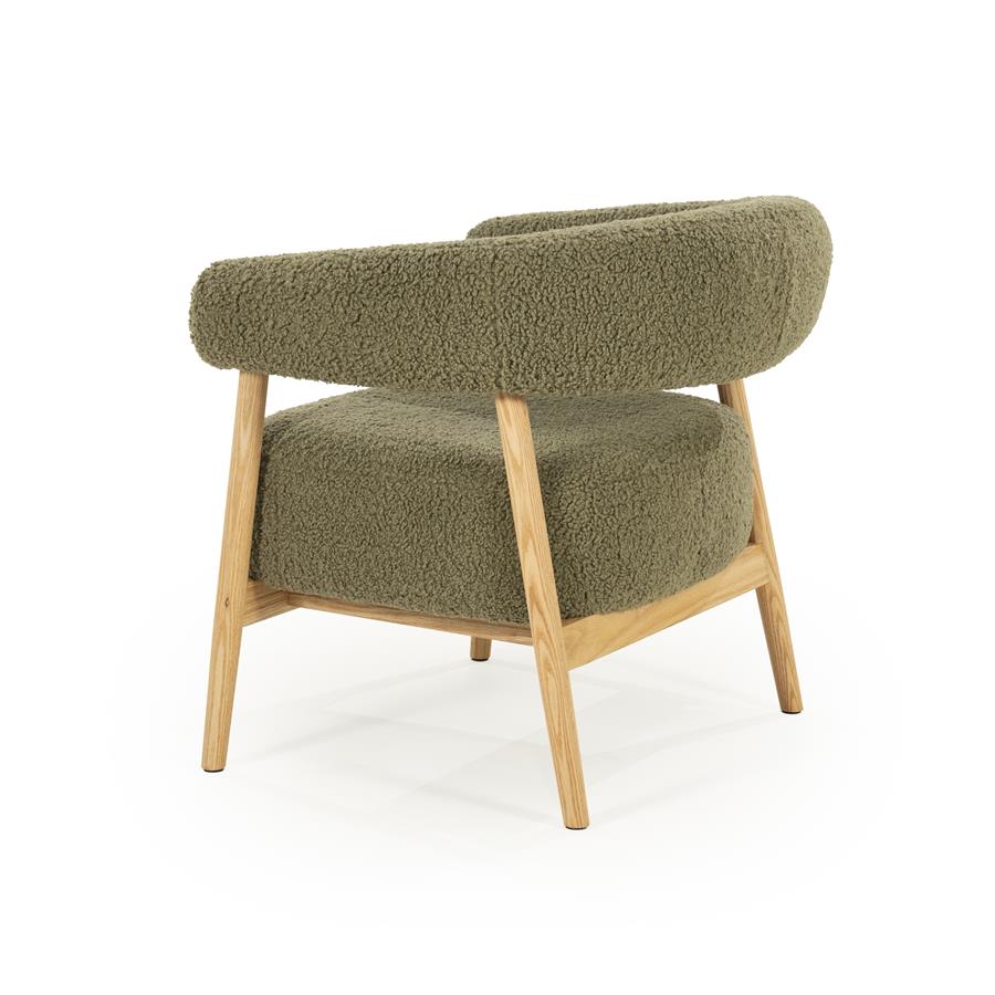 Fauteuil Mysa Teddy en eikenhout - Groen - Afbeelding 3
