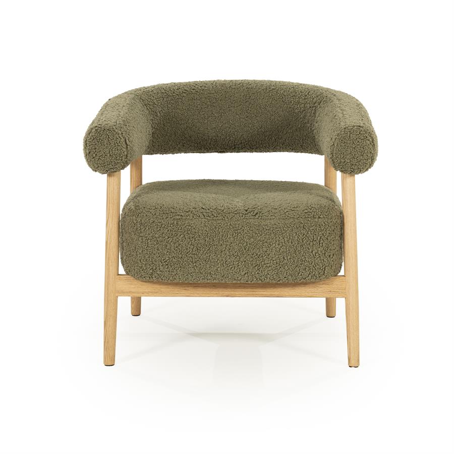 Fauteuil Mysa Teddy en eikenhout - Groen - Afbeelding 5
