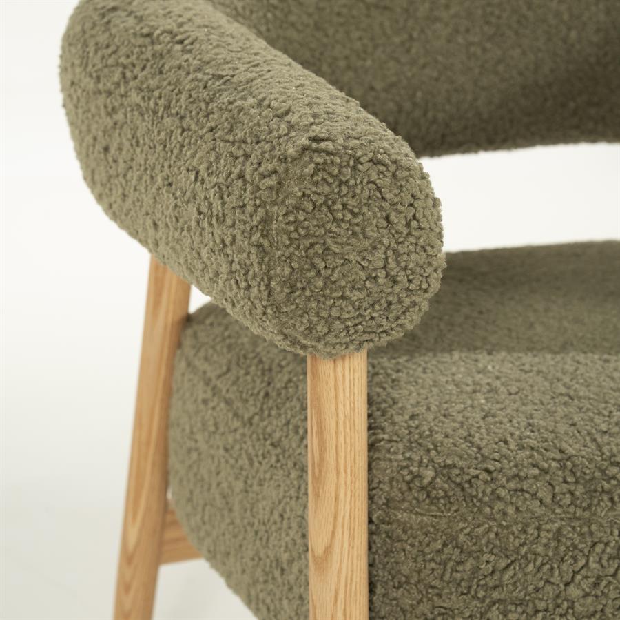 Fauteuil Mysa Teddy en eikenhout - Groen - Afbeelding 7