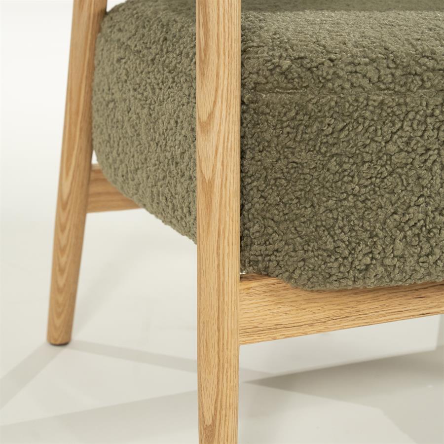 Fauteuil Mysa Teddy en eikenhout - Groen - Afbeelding 8