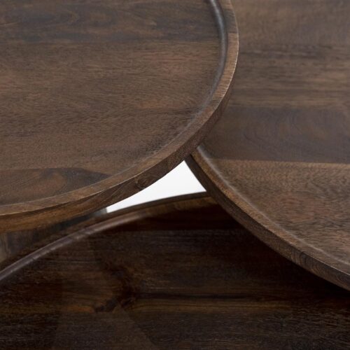 Ronde Salontafel Ron Mangohout 80 cm - Bruin - Loft24.nl