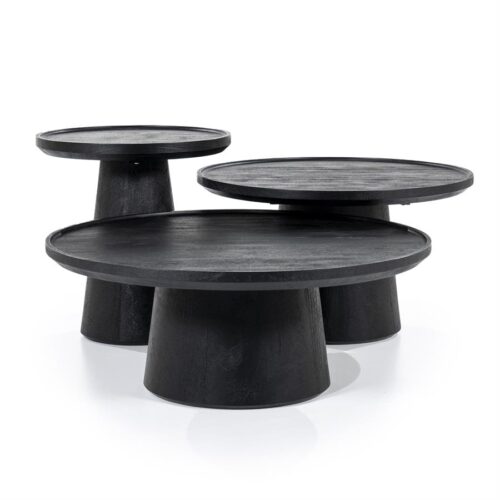Ronde Salontafel Ron Mangohout 80cm - Zwart - Afbeelding 12
