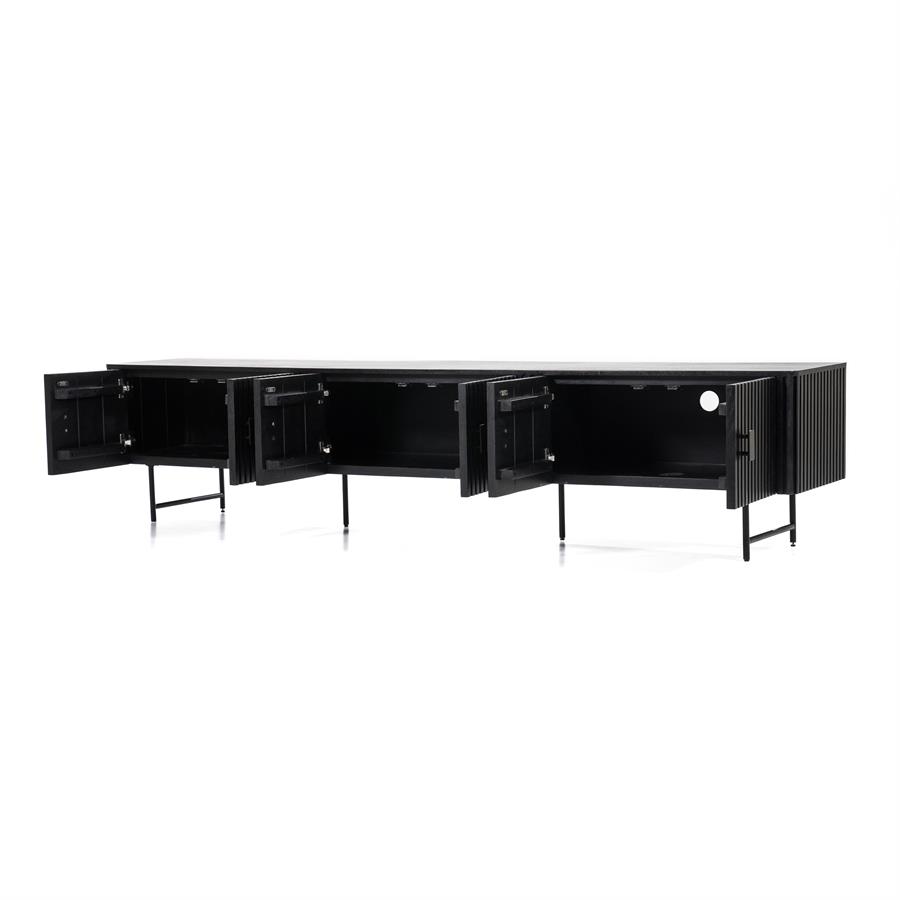 TV-meubel Remi Mangohout en Metaal 250 cm - Zwart - Afbeelding 30