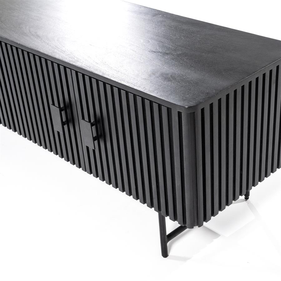 TV-meubel Remi Mangohout en Metaal 250 cm - Zwart - Afbeelding 31