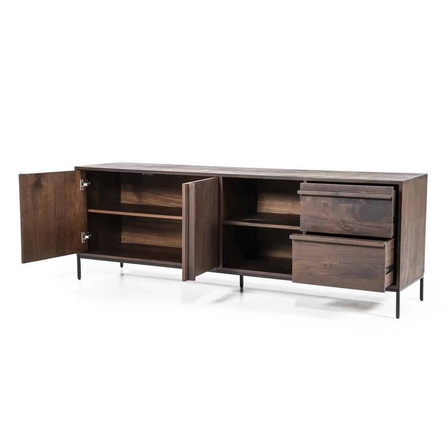 TV-meubel Jimmy Mangohout en Metaal 180cm - Bruin - Afbeelding 17