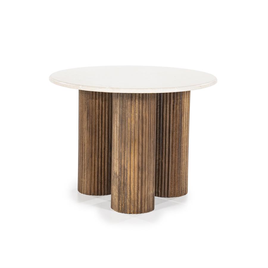 Ronde Bijzettafel Xavi Marmer en Mangohout - 60cm - Afbeelding 10