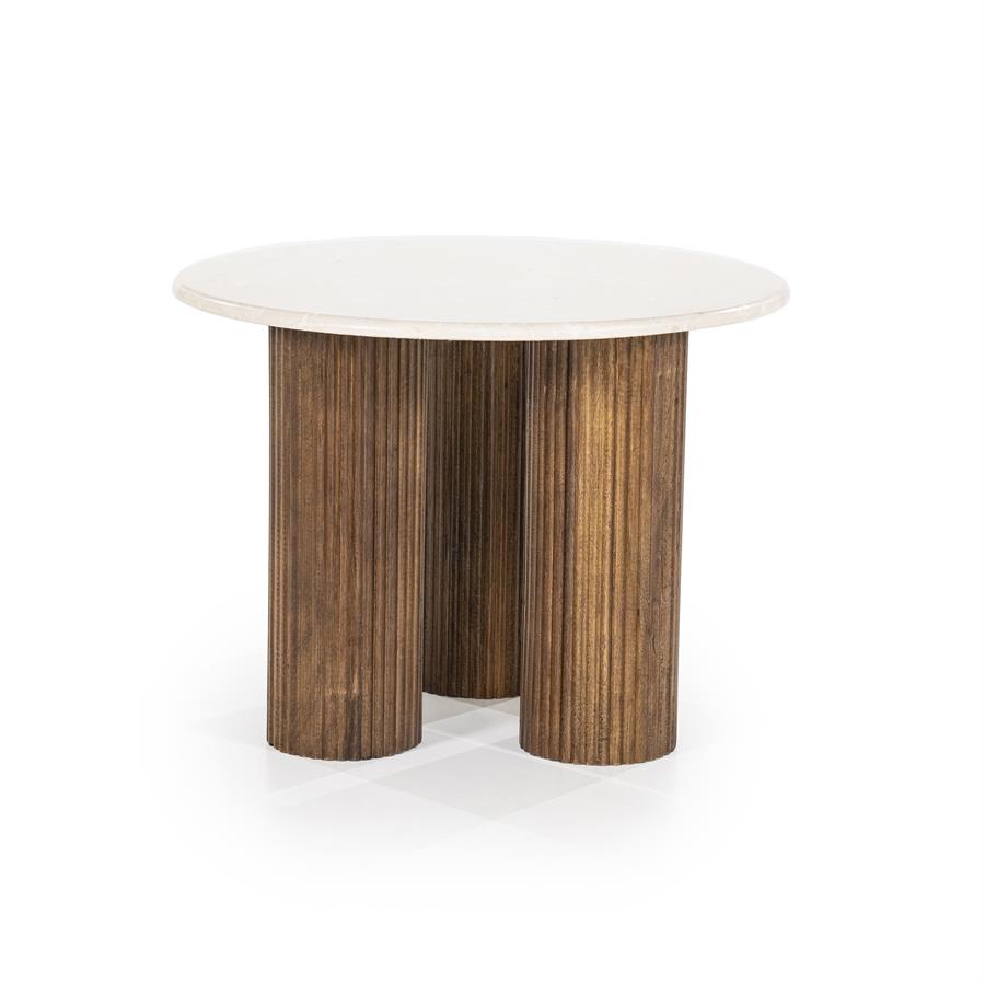Ronde Bijzettafel Xavi Marmer en Mangohout - 60cm - Afbeelding 11