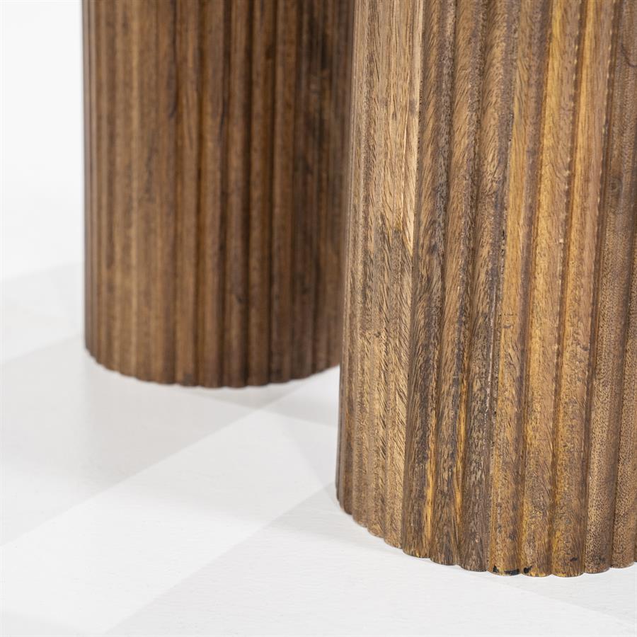 Ronde Bijzettafel Xavi Marmer en Mangohout - 60cm - Afbeelding 13