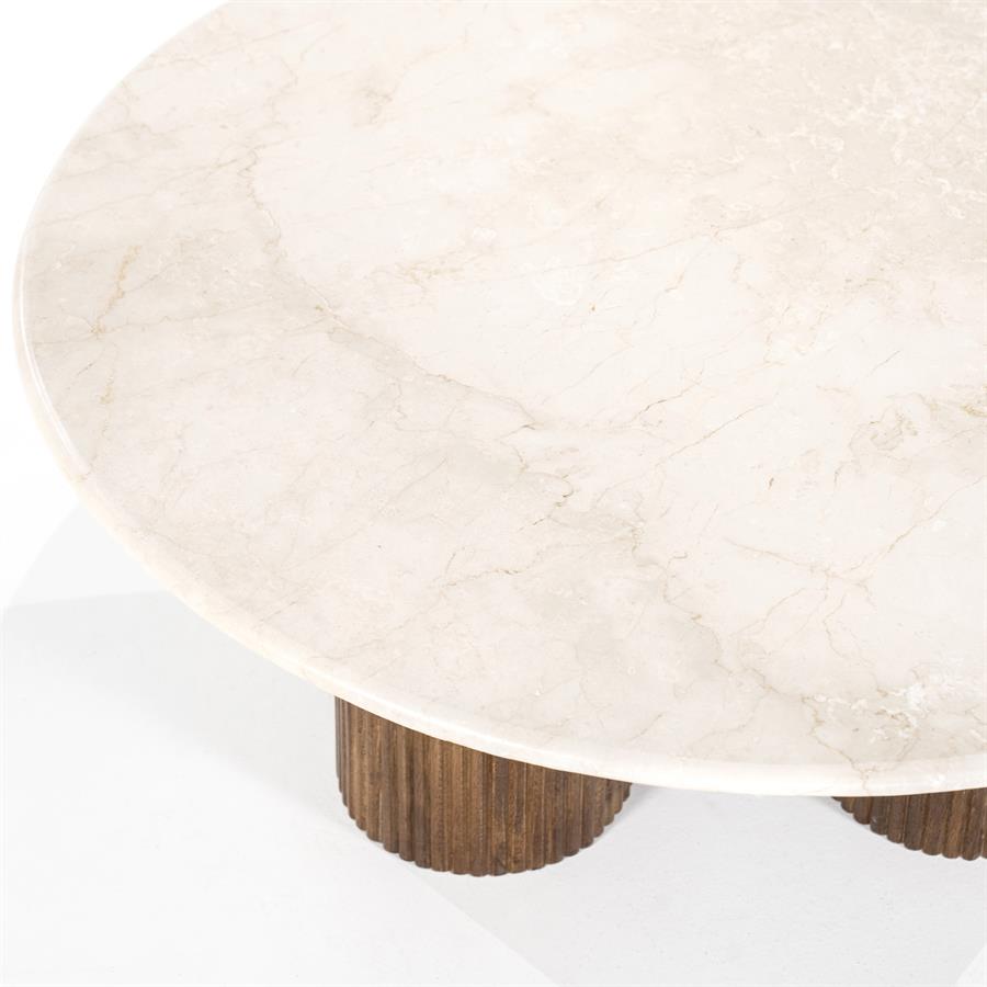 Ronde Salontafel Xavi Marmer en Mangohout - 90cm - Afbeelding 9