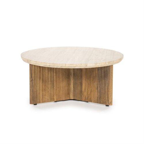 Salontafel Sara Mangohout en Travertin 78 x 78 cm - Afbeelding 11