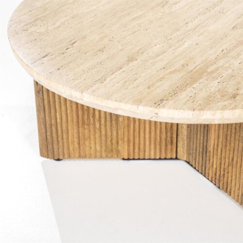 Salontafel Sara Mangohout en Travertin 78 x 78 cm - Afbeelding 12