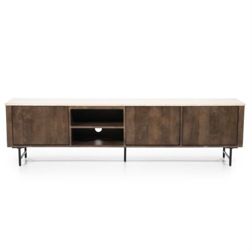 TV-Meubel Lio Mangohout Travertin 200cm - bruin - Afbeelding 10