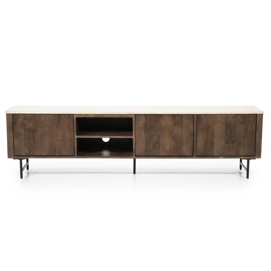 TV-Meubel Lio Mangohout Travertin 200cm - bruin - Afbeelding 10