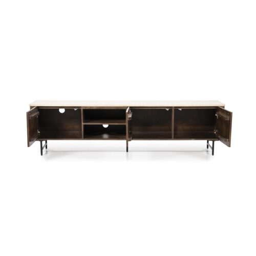 TV-Meubel Lio Mangohout Travertin 200cm - bruin - Afbeelding 11