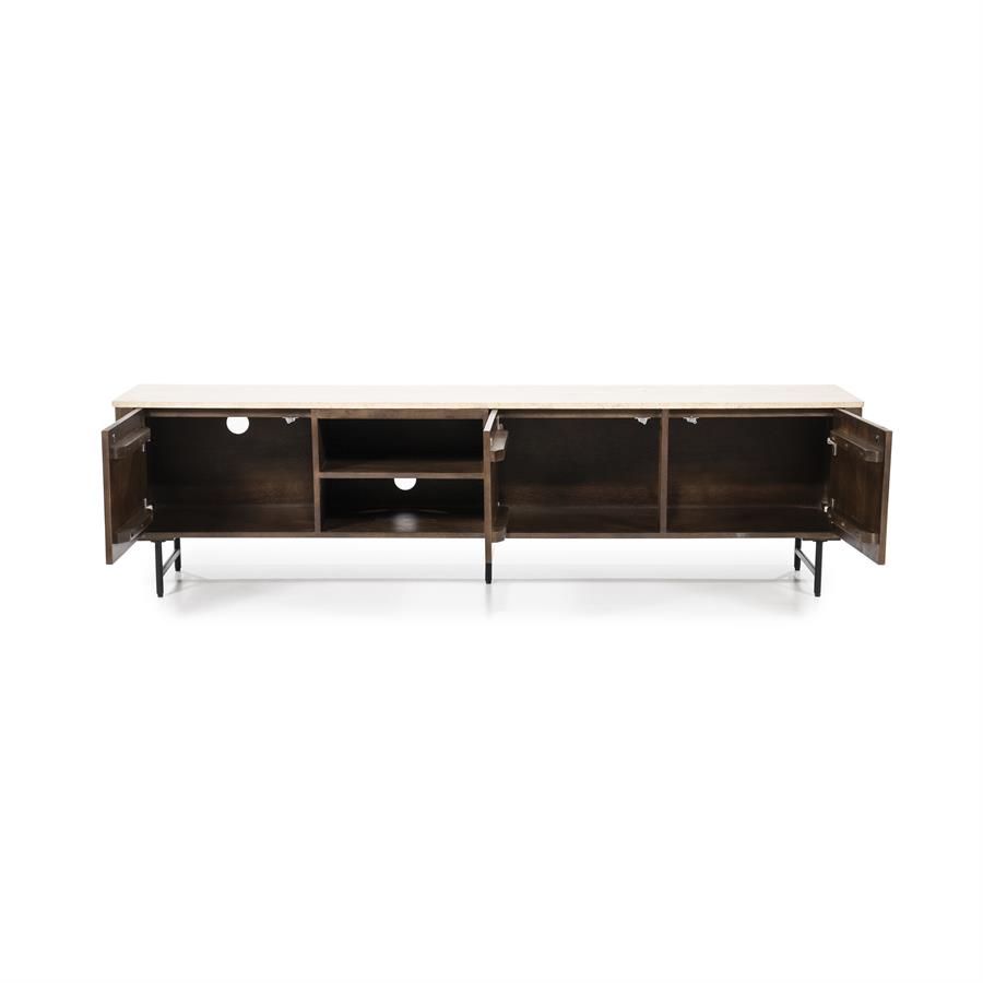 TV-Meubel Lio Mangohout Travertin 200cm - bruin - Afbeelding 11