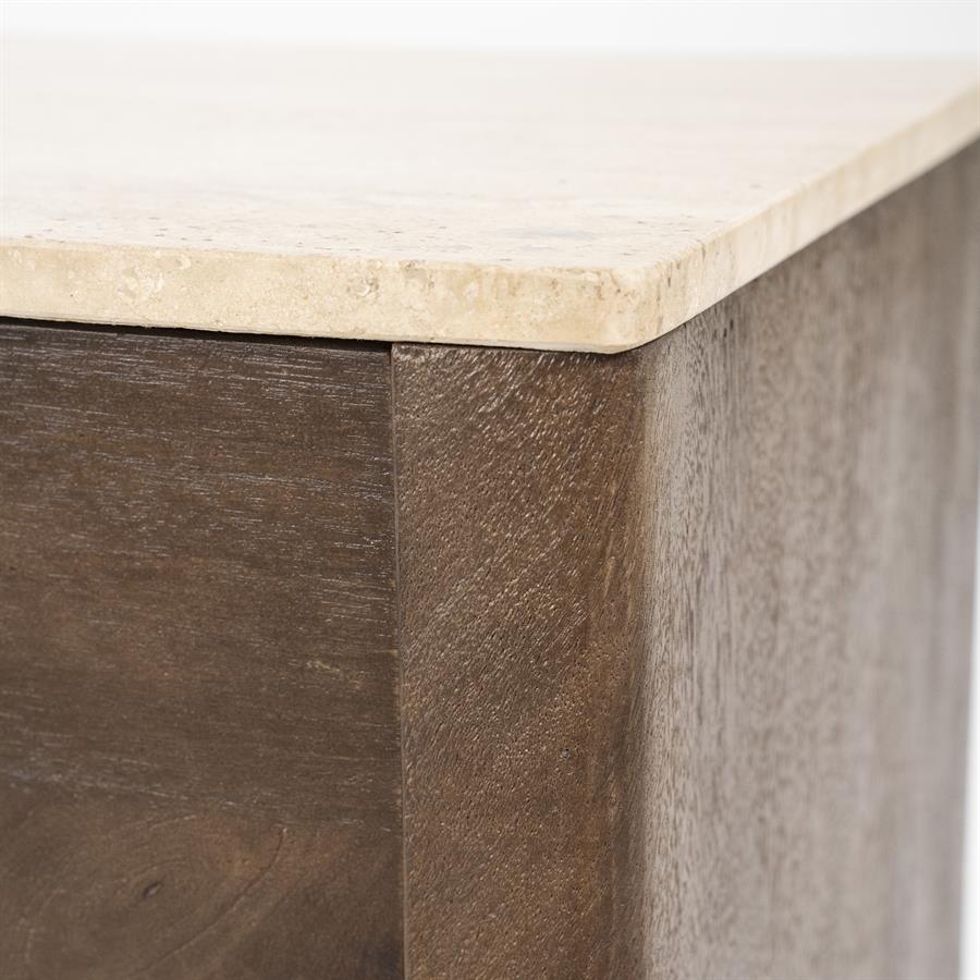 TV-Meubel Lio Mangohout Travertin 200cm - bruin - Afbeelding 12