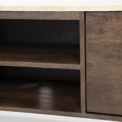 TV-Meubel Lio Mangohout Travertin 200cm - bruin - Afbeelding 13