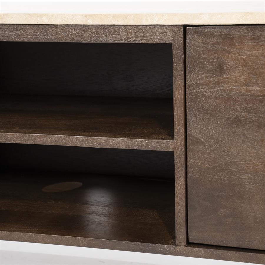TV-Meubel Lio Mangohout Travertin 200cm - bruin - Afbeelding 13