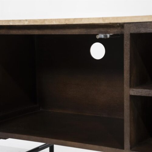 TV-Meubel Lio Mangohout Travertin 200cm - bruin - Afbeelding 17