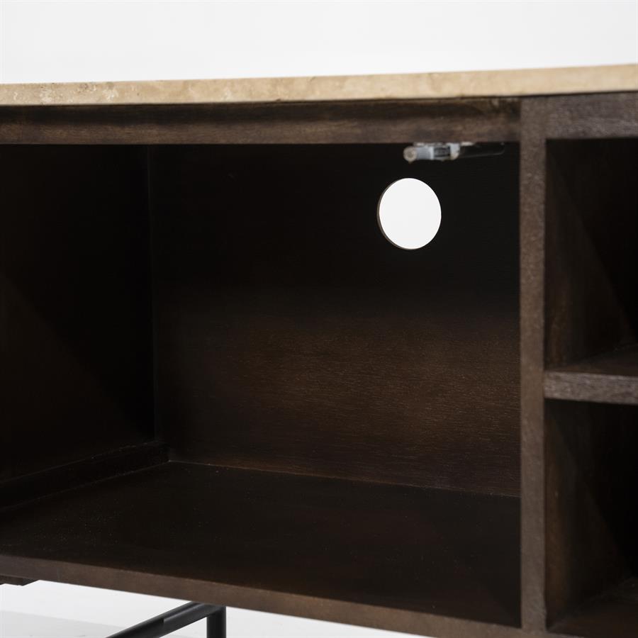 TV-Meubel Lio Mangohout Travertin 200cm - bruin - Afbeelding 17