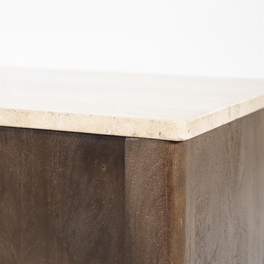 Dressoir Lio Mangohout Travertin 200x41x75cm - bruin - Afbeelding 15