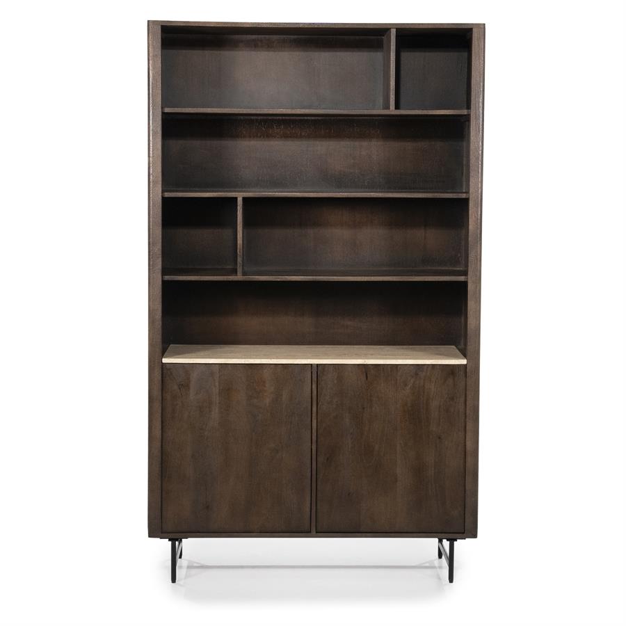 Boekenkast Lio Mangohout Travertin 120x220cm - bruin - Afbeelding 12