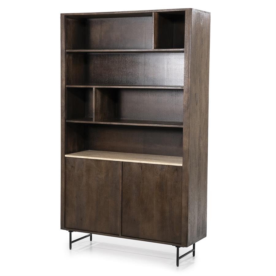 Boekenkast Lio Mangohout Travertin 120x220cm - bruin - Afbeelding 21